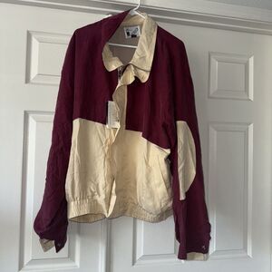 Goouch Vintage Mens Deadstock 100% Silk Bomber Jacket XL Maroon Streetwear 80s